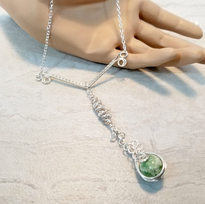 Wire Wrapped Y Drop Necklace ~ Arkayscreations