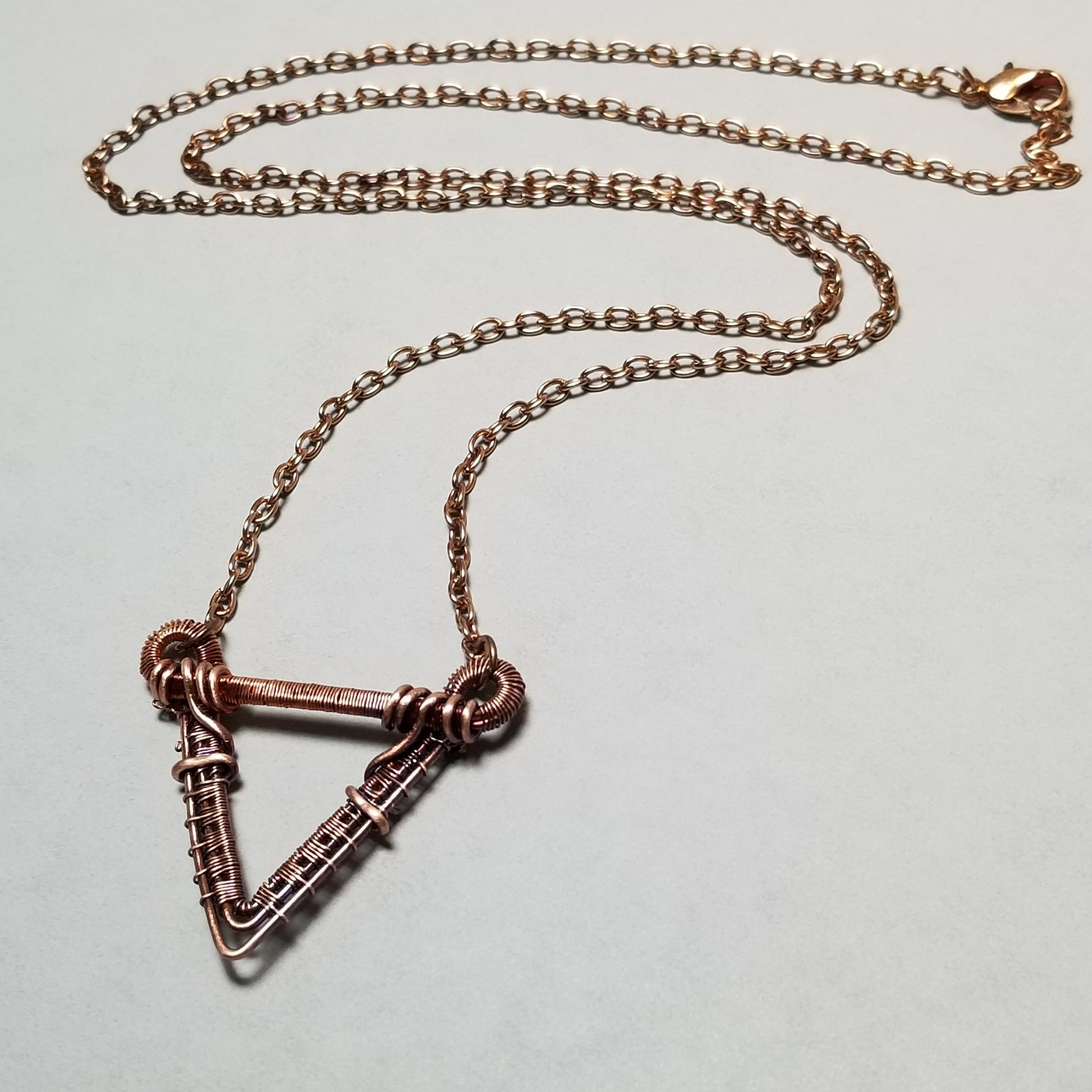 Triangle Crossover Earrings Copper Wire Square Wire Vintaj Wire Wrapped  Geometric Minimalist Small 