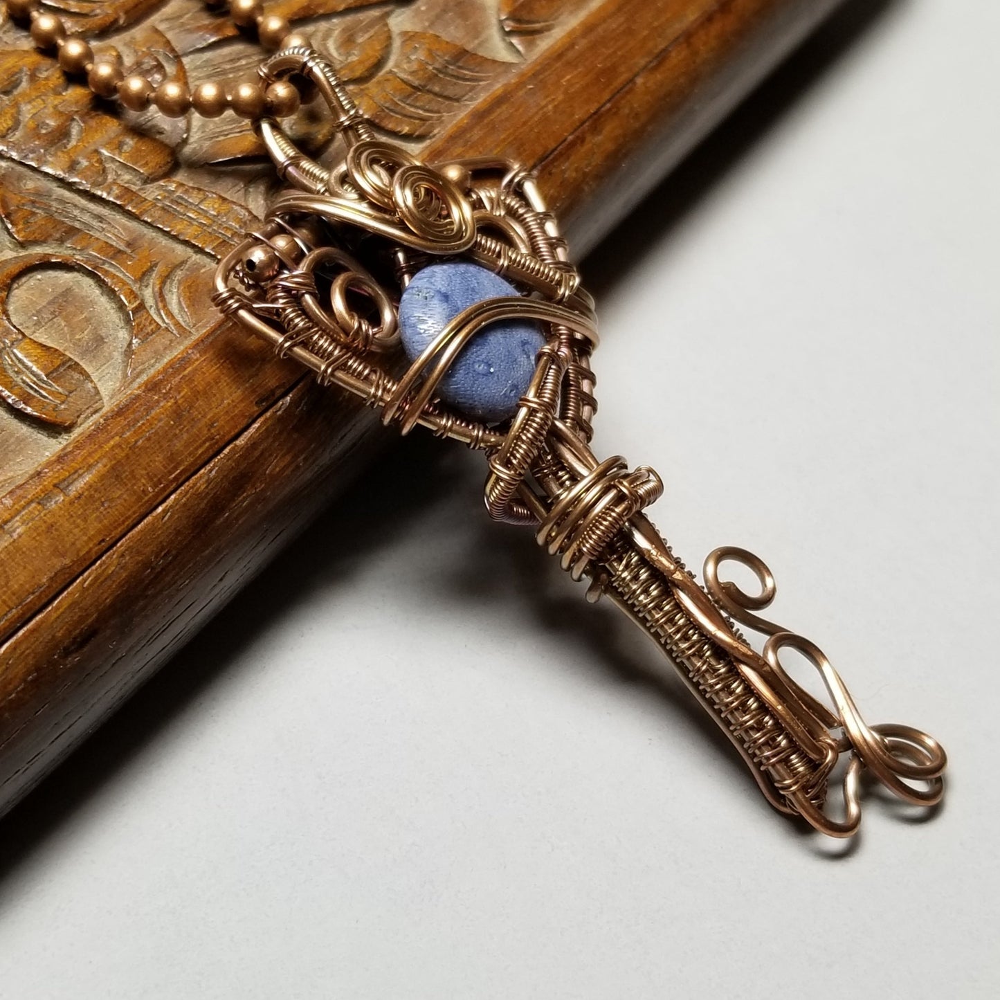 Key Necklace, Wire Wrapped Copper Anniversary Gift