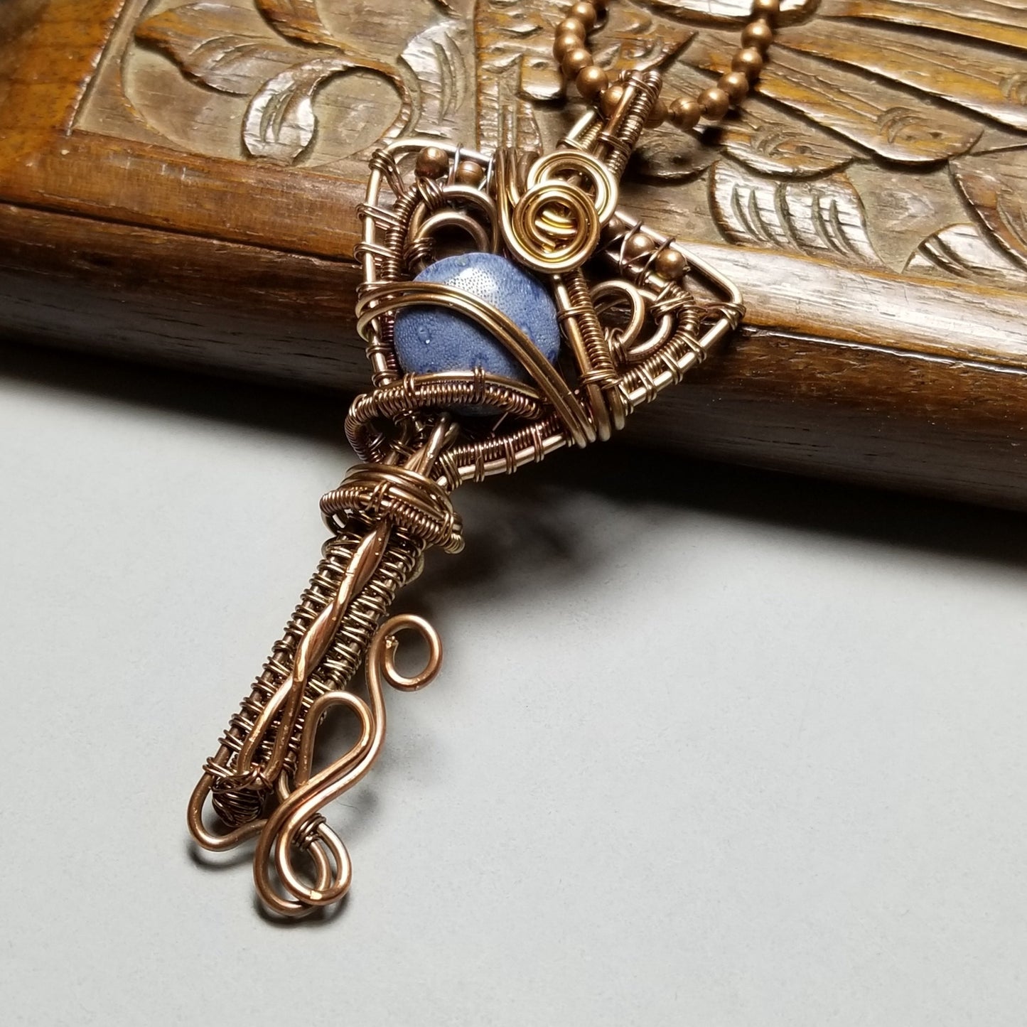 Key Necklace, Wire Wrapped Copper Anniversary Gift