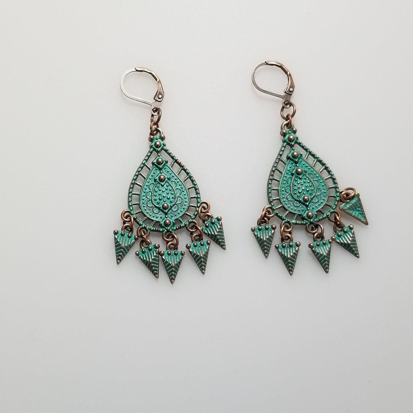 Lever Back Copper Bohemian Earrings, Gypsy Tribal Jewelry