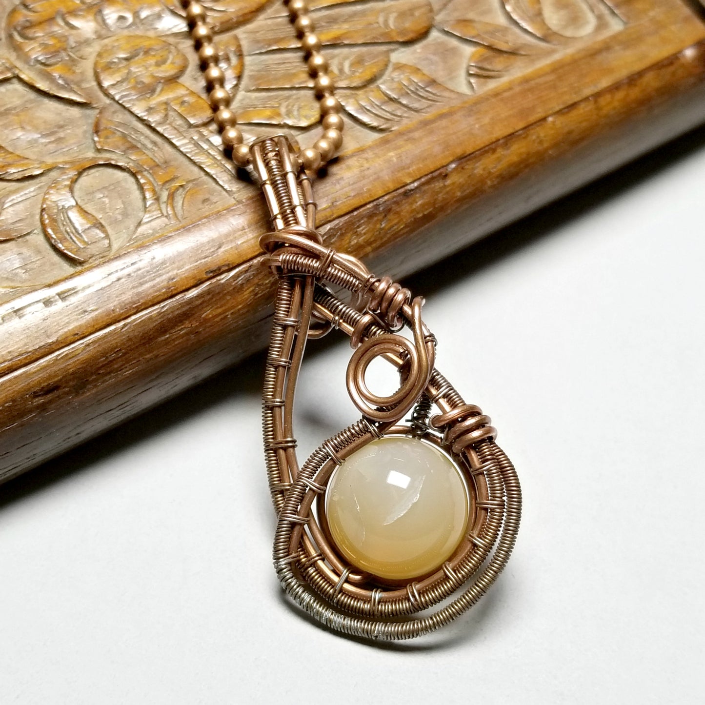 Agate Copper Wire Wrapped Pendant, Agate Necklace