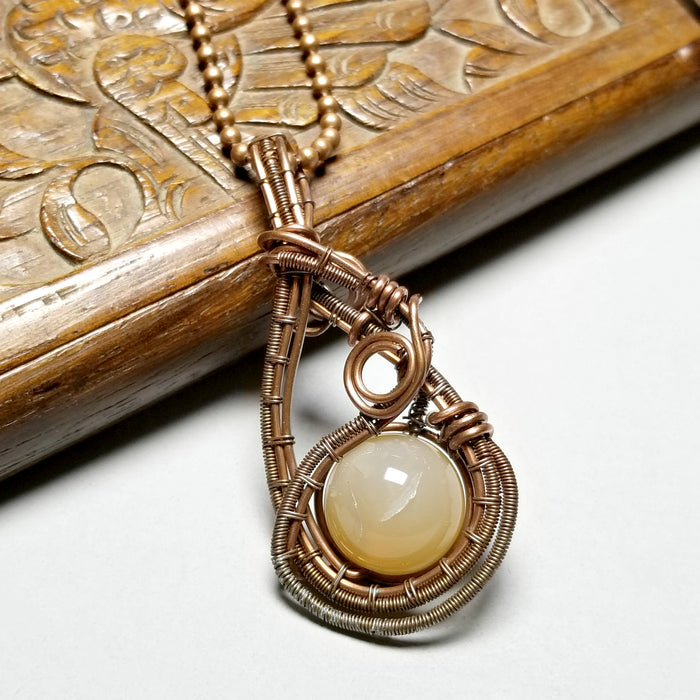 Agate Copper Wire Wrapped Pendant, Agate Necklace - Arkayscreations
