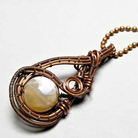 Agate Copper Wire Wrapped Pendant, Agate Necklace - Arkayscreations