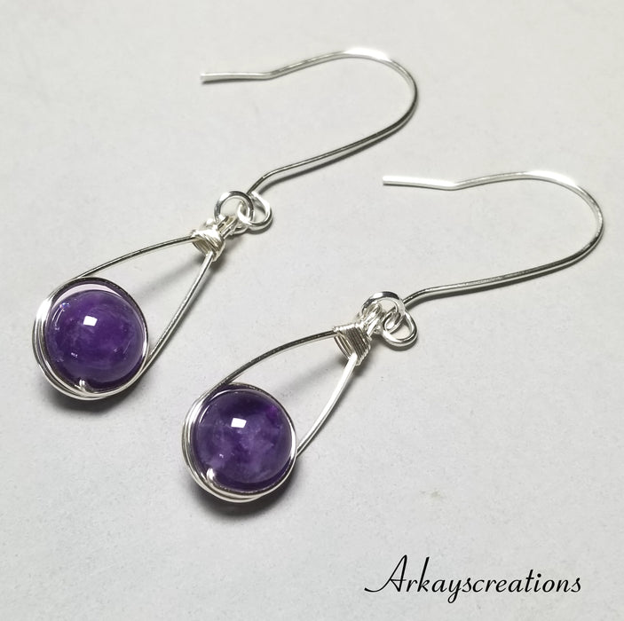 Amethyst Earrings Dangle, Dark Purple Jewelry - Arkayscreations