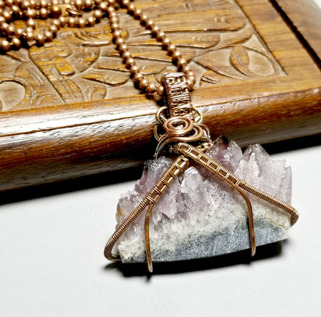 Amethyst Slice Necklace, Geode Necklace, Raw Stone Jewelry, Raw Druzy Stone - Arkayscreations