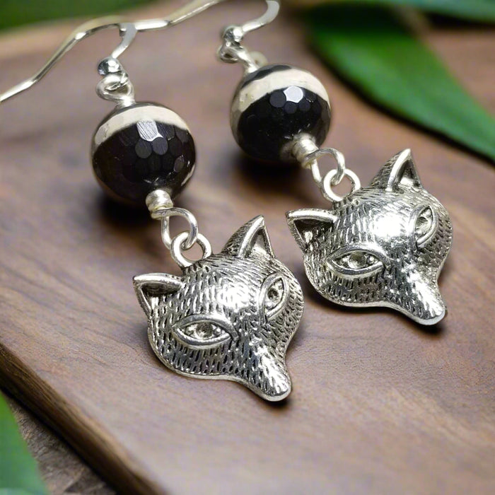 Banded Agate Silver Fox Earrings ~ Arkayscreations