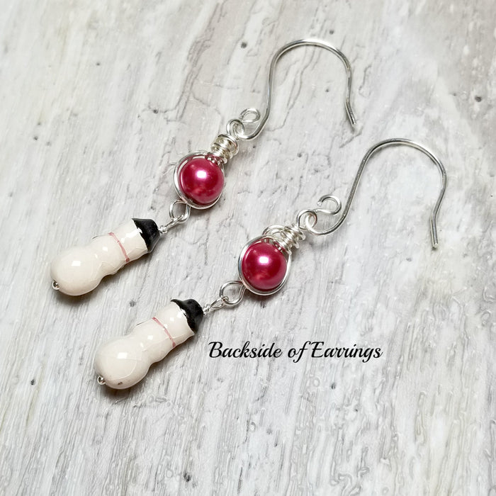 Beaded Holiday Snowman Earrings ~ Arkayscreations