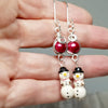 Beaded Holiday Snowman Earrings ~ Arkayscreations