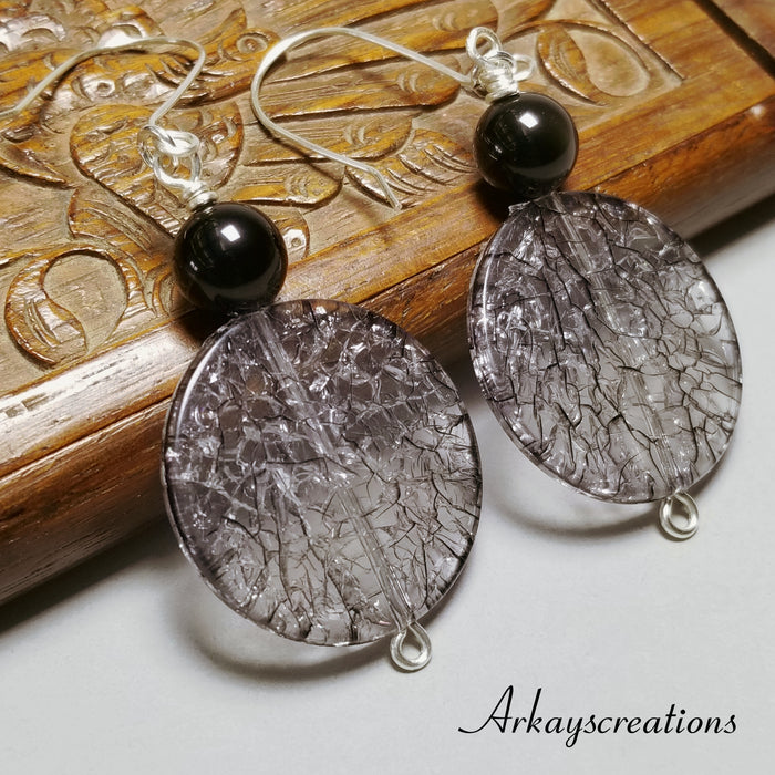 Black Obsidian Earrings Dangle, Boho Jewelry