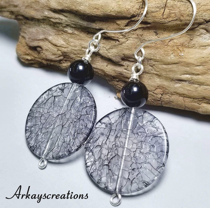 Black Obsidian Earrings Dangle, Boho Jewelry