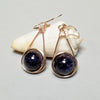 Blue Goldstone Galaxy Earrings, Navy Blue Jewelry, Rose Gold Glitter Earrings - Arkayscreations