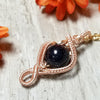 Blue Goldstone Rose Gold Necklace, Wire Weave Jewelry - Arkayscreations