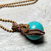 Blue Howlite Wire Wrapped Necklace, Copper Jewelry - Arkayscreations