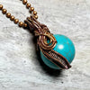 Blue Howlite Wire Wrapped Necklace, Copper Jewelry - Arkayscreations