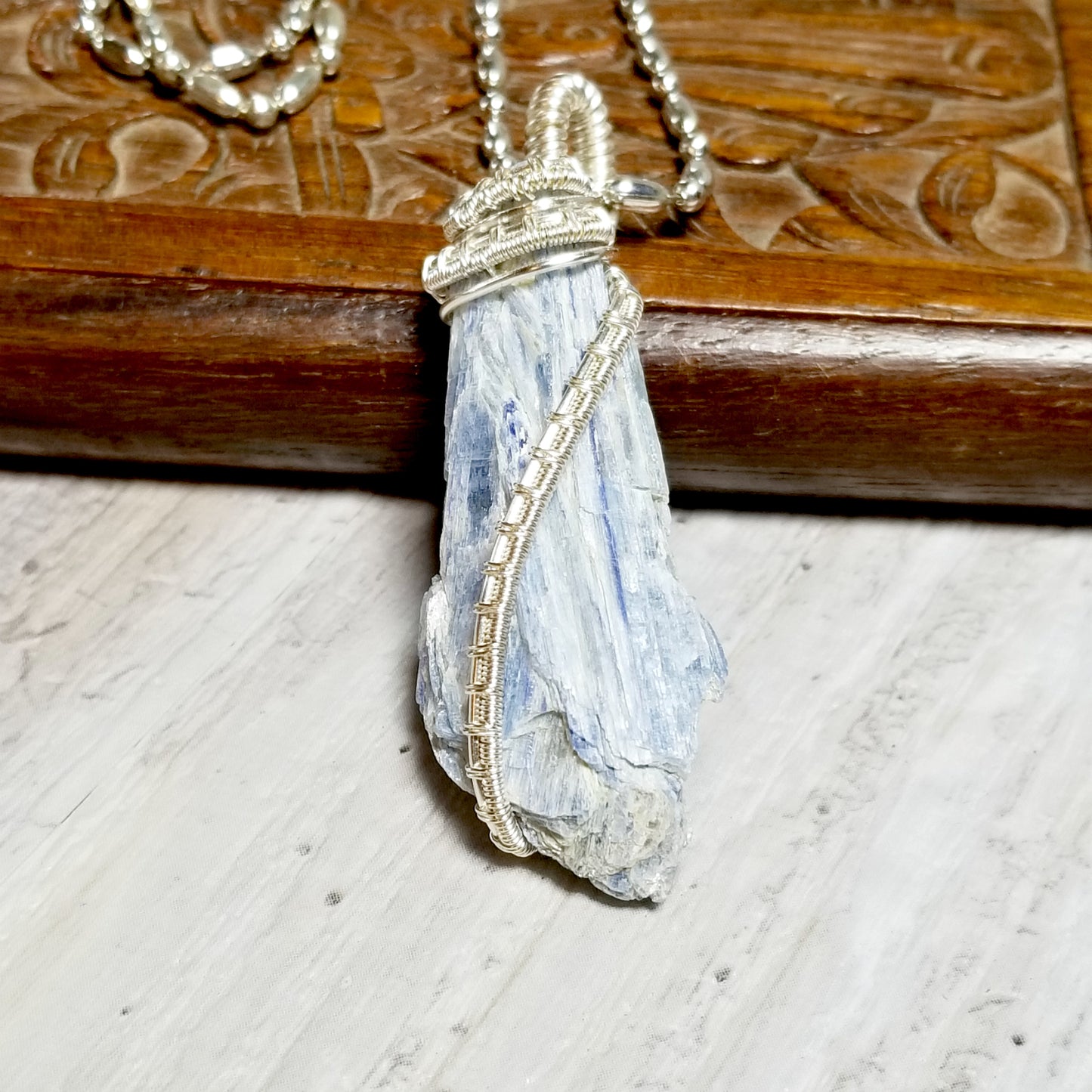 Raw Stone Jewelry, Blue Kyanite Pendant, Healing Stone