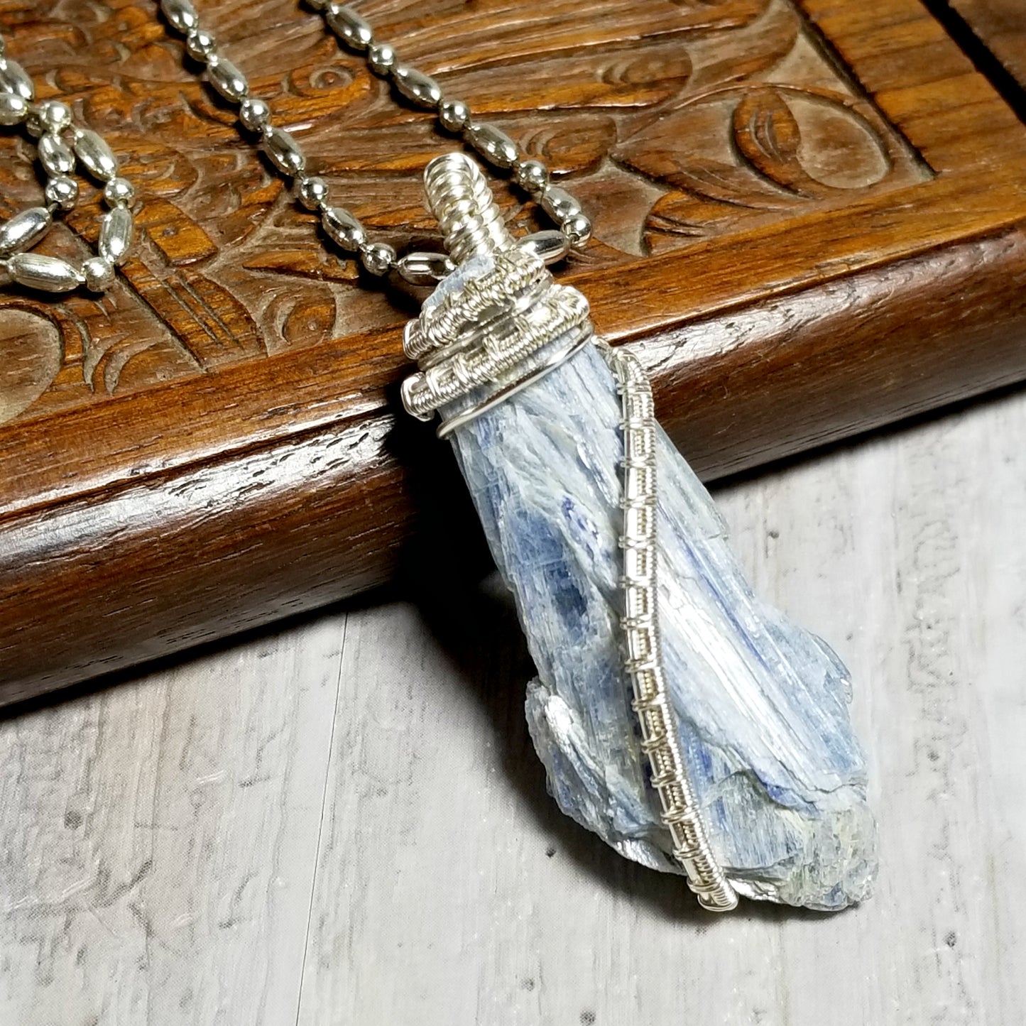 Raw Stone Jewelry, Blue Kyanite Pendant, Healing Stone
