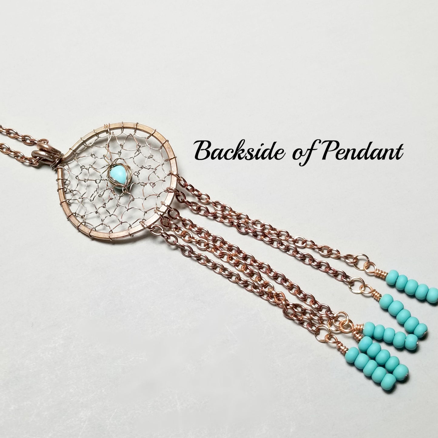 Boho Dreamcatcher Pendant Necklace, Wire Wrapped