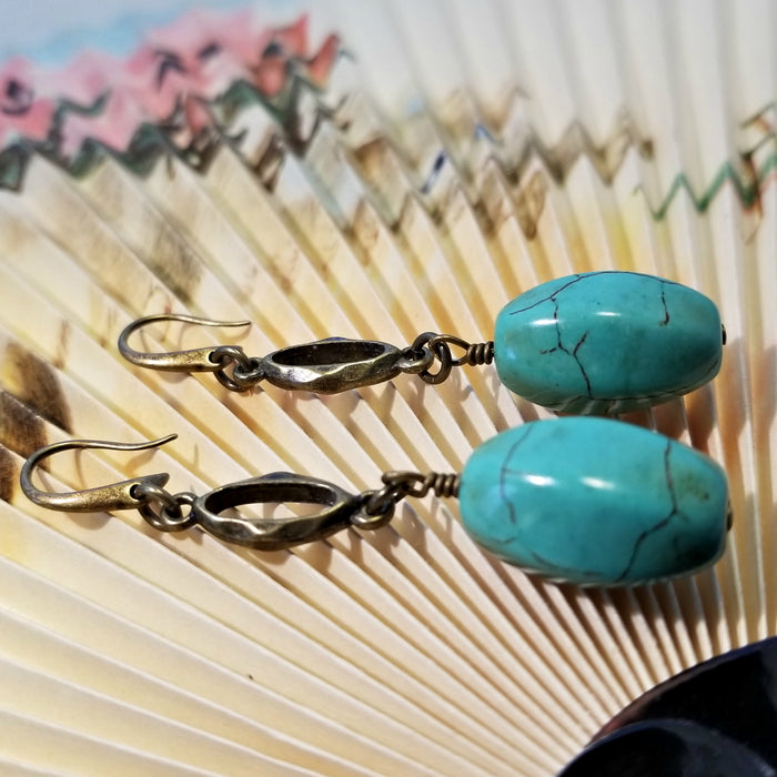 Gypsy Fashion Turquoise Jewelry, Earrings Green