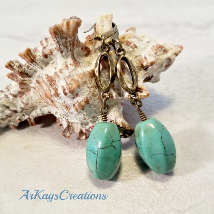 Gypsy Fashion Turquoise Jewelry, Earrings Green