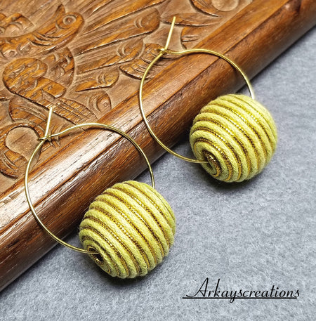 Boho Fiber Hoop Earrings, Everyday Jewelry, Gift Idea - Arkayscreations