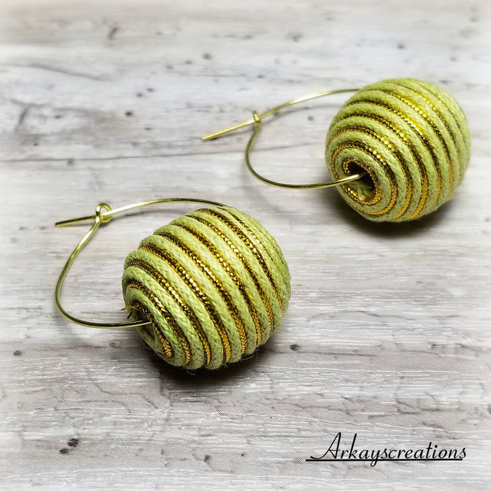 Boho Fiber Hoop Earrings, Everyday Jewelry, Gift Idea - Arkayscreations