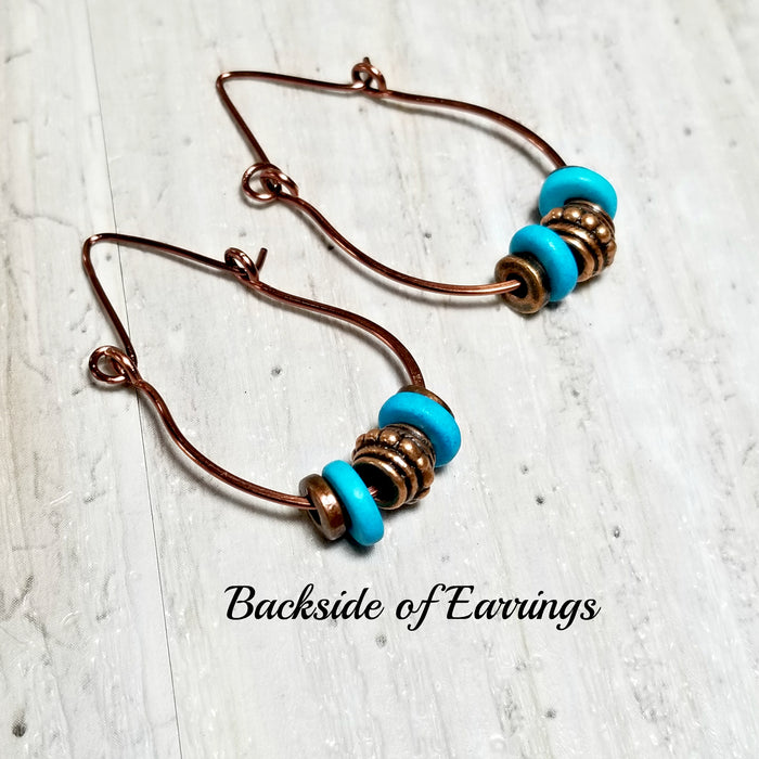 Boho Hoop Earrings, Copper Hammered Earrings, Gift Ideas - Arkayscreations