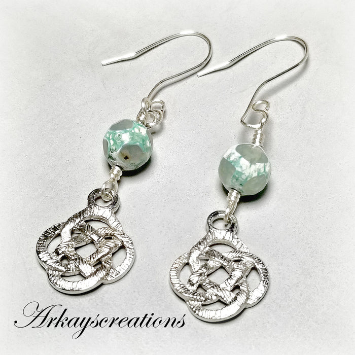 Reversible Celtic Knot Earrings, Agate Jewelry - Arkayscreations