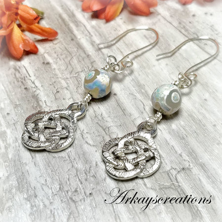 Reversible Celtic Knot Earrings, Agate Jewelry - Arkayscreations