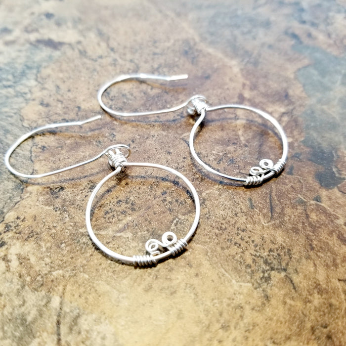 Circle Earrings, Simple Hoop Earrings, Artisan Jewelry - Arkayscreations
