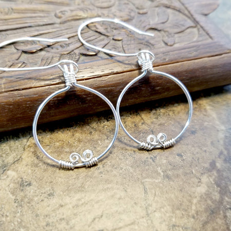Circle Earrings, Simple Hoop Earrings, Artisan Jewelry - Arkayscreations