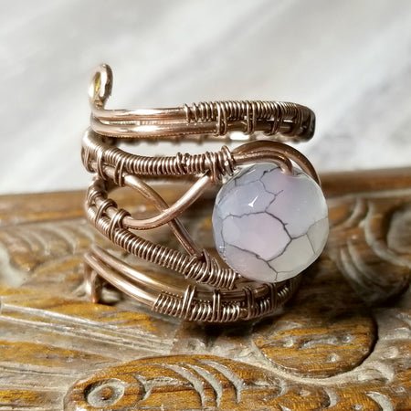 Copper Adjustable Ring, Wire Wrapped Ring, Gemstone Ring - Arkayscreations