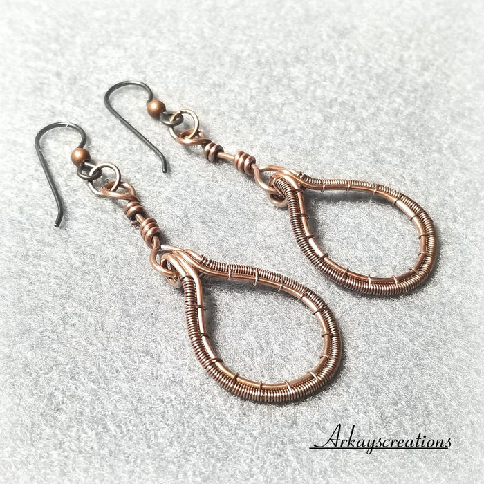 Copper Earrings, Wire Weave Jewelry - Arkayscreations
