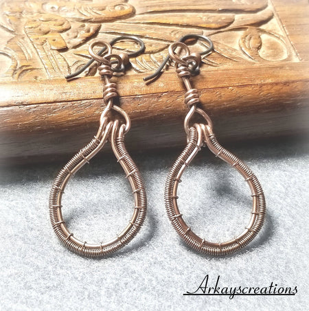 Copper Earrings, Wire Weave Jewelry - Arkayscreations