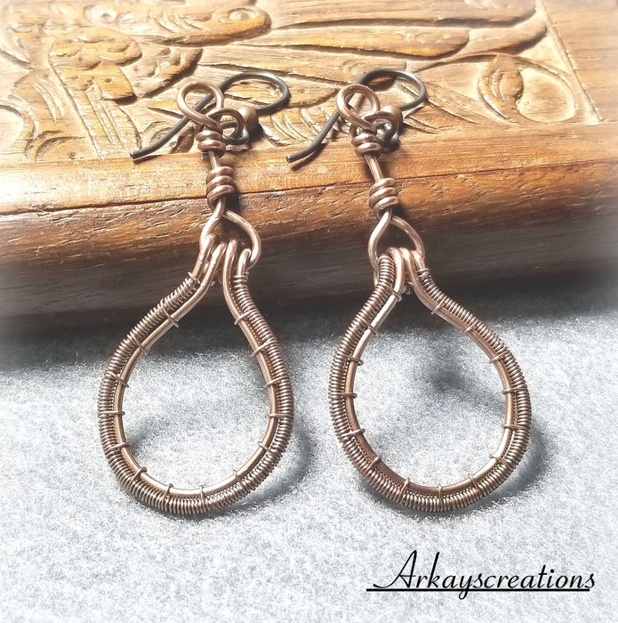 Copper Earrings, Wire Weave Jewelry - Arkayscreations