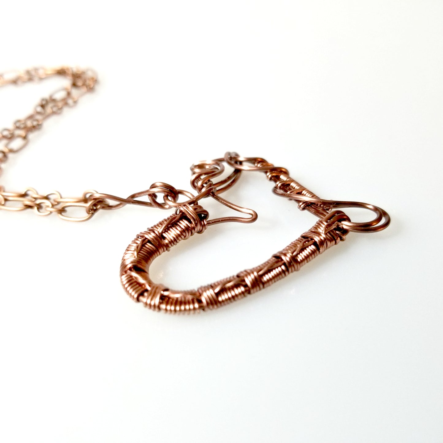 Wire Wrapped Copper Heart Necklace, Heart Jewelry for Women