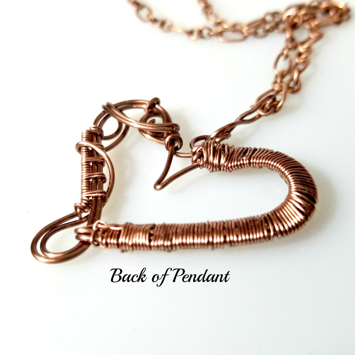 Wire Wrapped Copper Heart Necklace, Heart Jewelry for Women