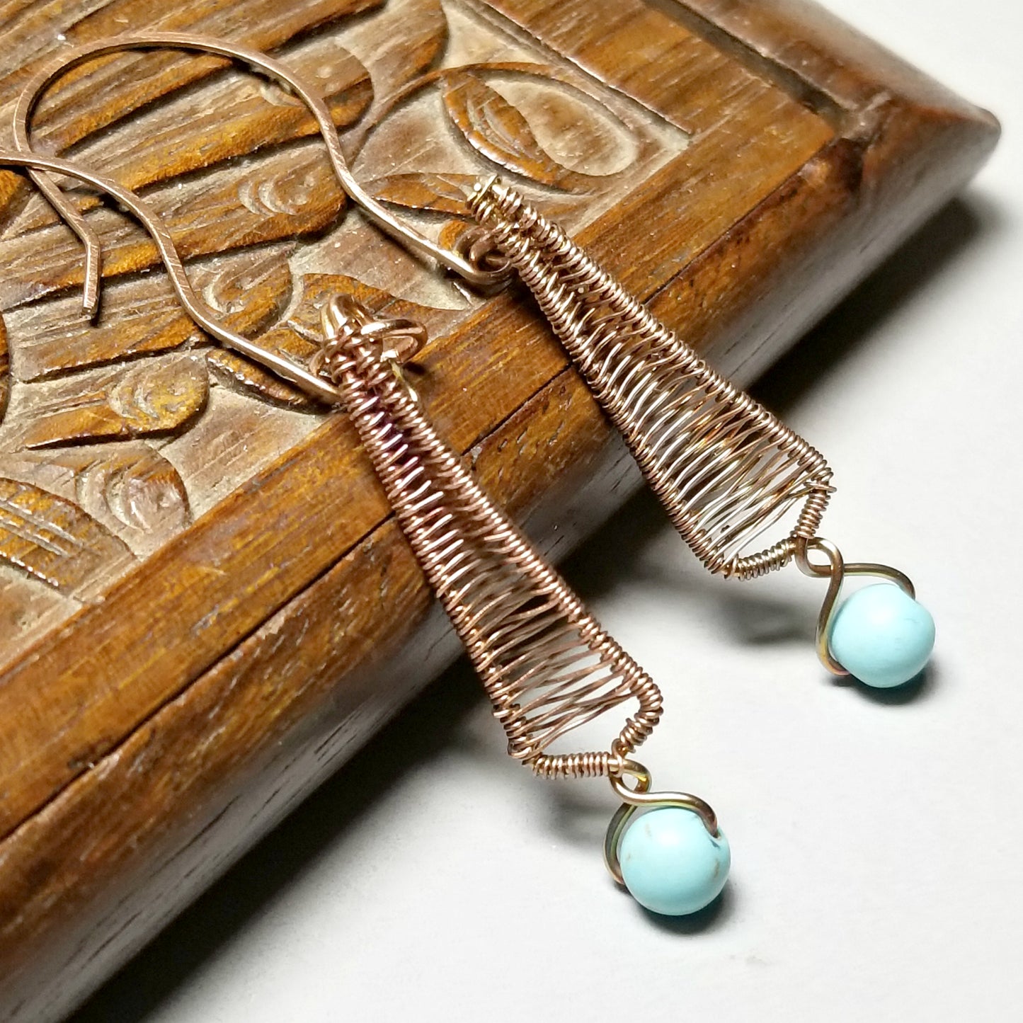 Copper Wire Wrapped Earrings, Healing Copper Jewelry