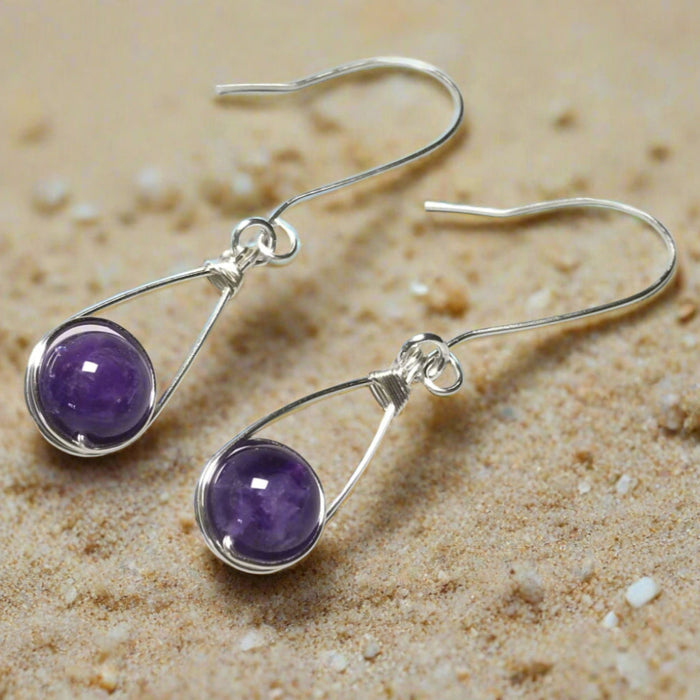 Dark Purple Amethyst Dangle Earrings ~ Arkayscreations