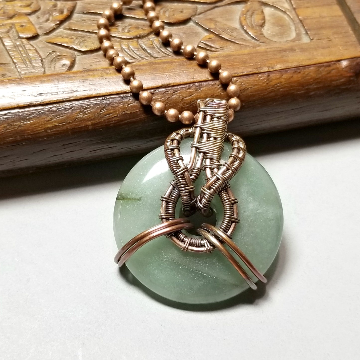 Donut Necklace, Wire Wrapped Gemstone Donut Pendant