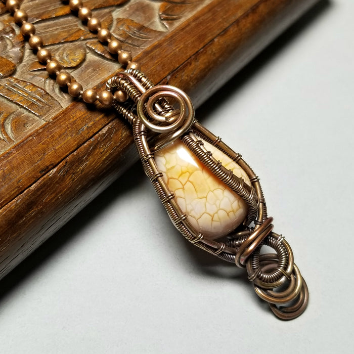 Dragon Vein Agate Necklace, Wire Wrapped Stone Jewelry - Arkayscreations
