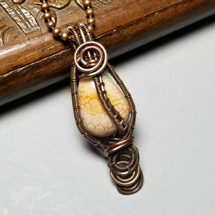 Dragon Vein Agate Necklace, Wire Wrapped Stone Jewelry - Arkayscreations