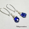 Earrings Sapphire Blue Glass, Wire Wrapped Cobalt Blue Jewelry - Arkayscreations