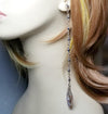 Extra Long Earrings, Shoulder Length Dangle Earrings with Post - Arkayscreations