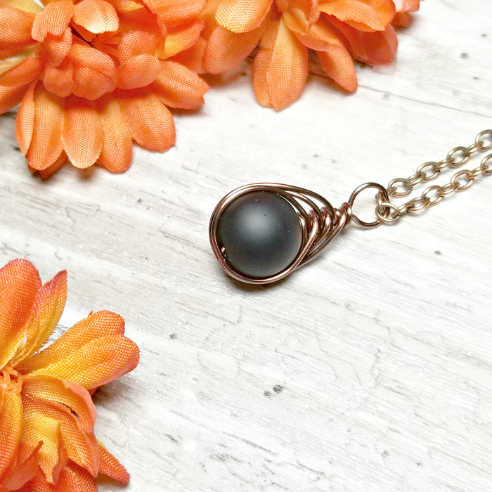 Flat Black Onyx Herringbone Necklace - Arkayscreations