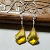 Glass Dangling Earrings, Victorian Style Yellow Jewelry - Arkayscreations