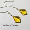 Glass Dangling Earrings, Victorian Style Yellow Jewelry - Arkayscreations