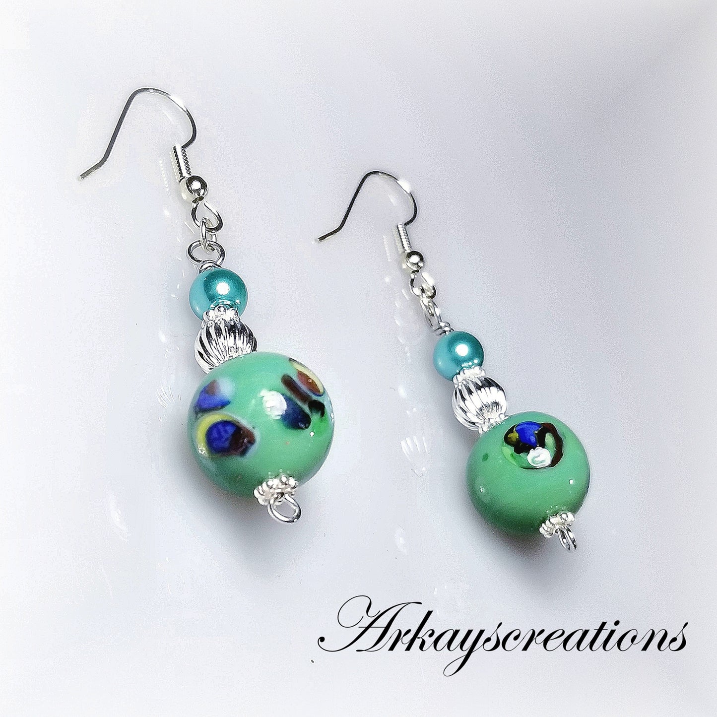 Green Drop Earrings Dangle, Holiday Jewelry, Green Gift