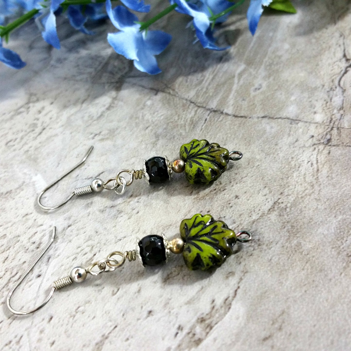 Green Leaf Earrings, Nature Jewelry Women