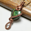 Green Stone Pendant, Wire Weave Necklace, Heart Jewelry - Arkayscreations
